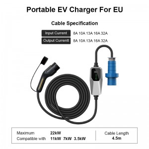 EVB04 EU Portable Level 2 EV Charger With IEC 62196 – China Electric Car Charger Vendor