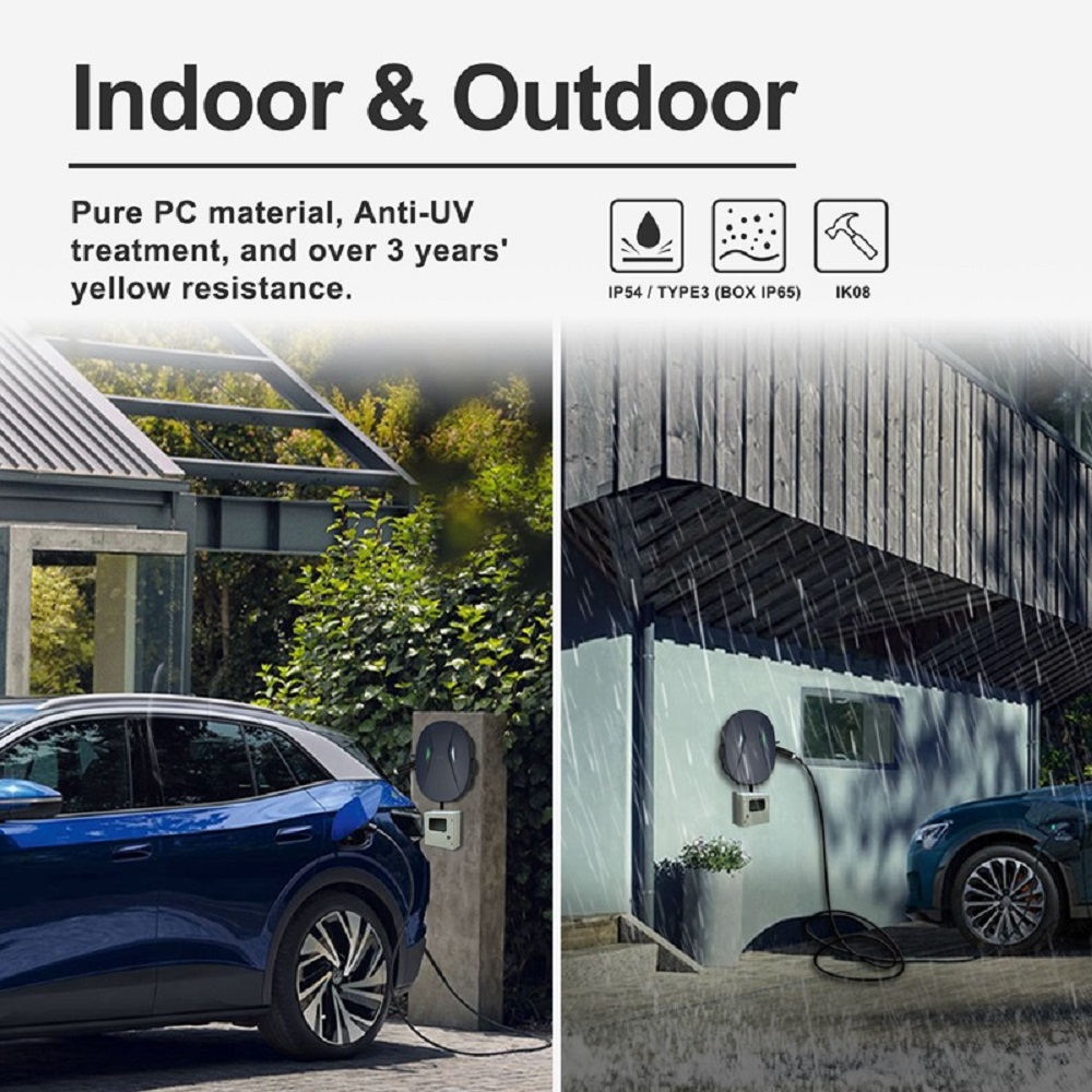 You can install the EVCD2 indoors and outdoors.